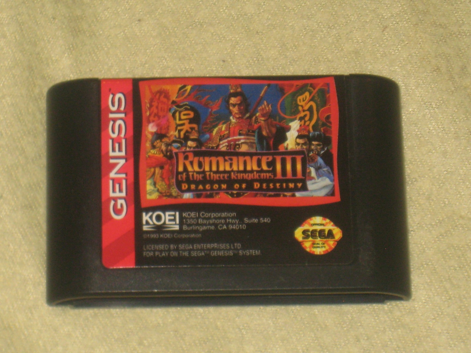 Romance III: Dragon Complete (No Map) for Sega Genesis. Authentic. Clean/Test.