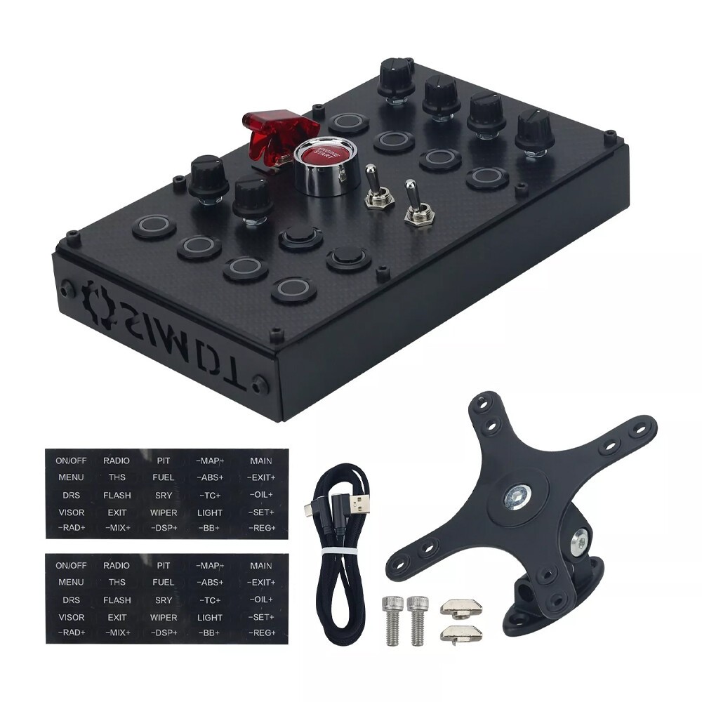 SIMDT Button Box SIM Racing Control Box Racing Simulator w/ Carbon Fiber PanelC7