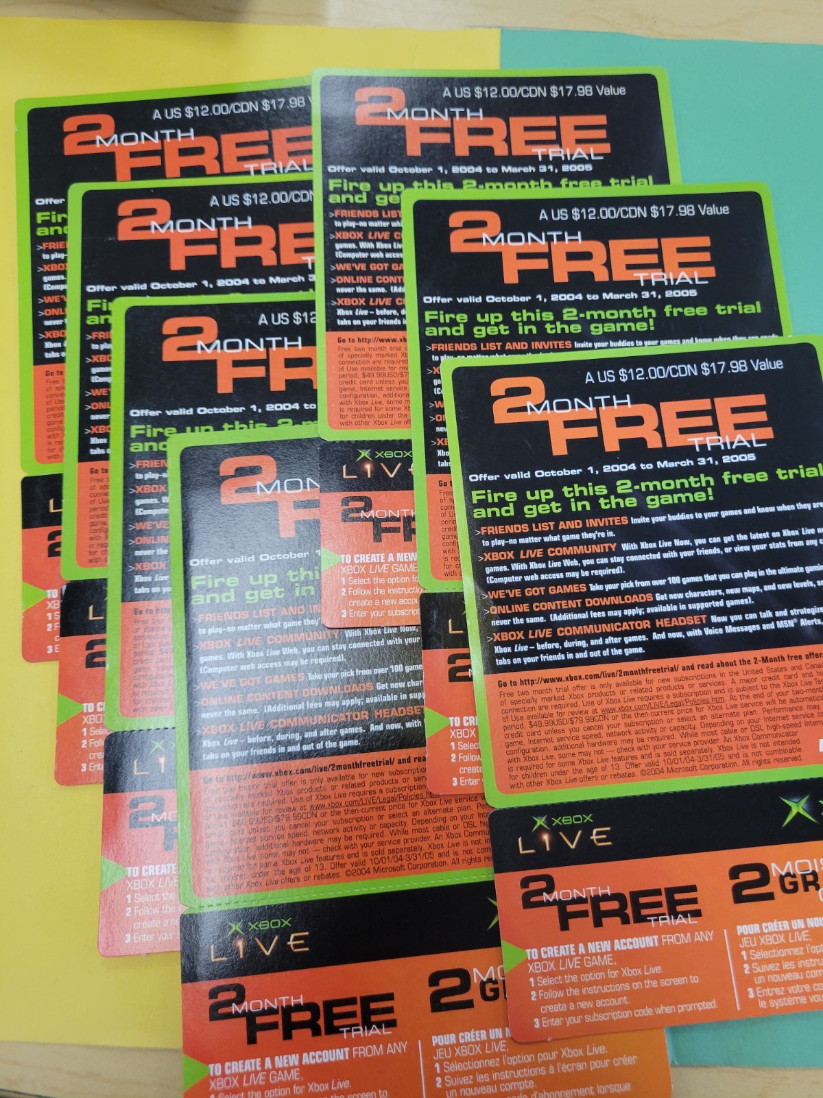 Original Xbox Live 2 Month Trial Unused Codes UNSCRATCHED