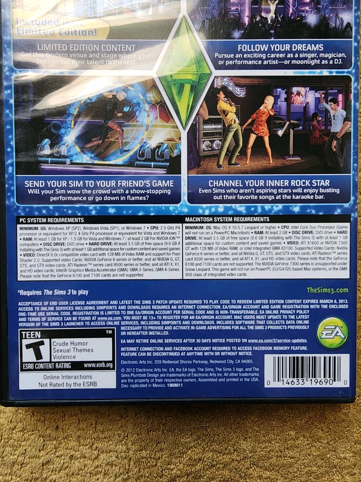 Sims 3: Showtime – Limited Edition (Windows/Mac, 2012) Expansion Pack