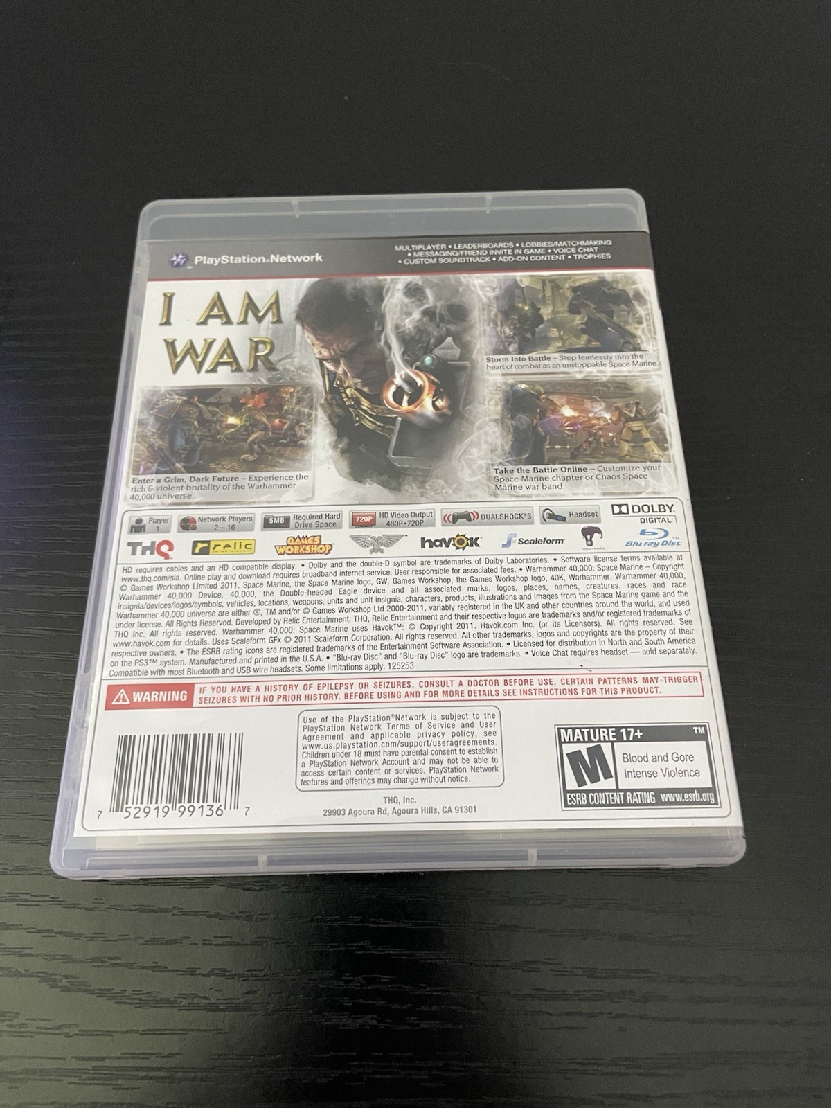 COMPLETE Warhammer 40,000: Space Marine (Sony PlayStation 3, 2011) PS3