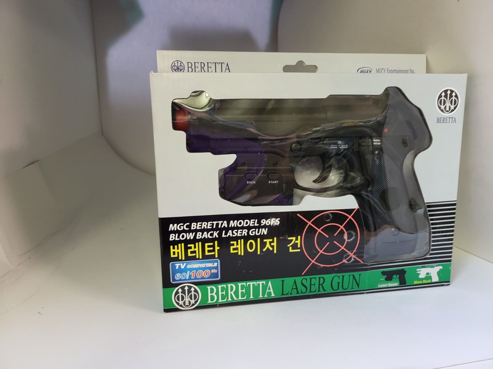 NEW WIRED BERETTA LASER LIGHT GUN FORCE FEEDBACK BLOW BACK FOR ORIGINAL XBOX #9C