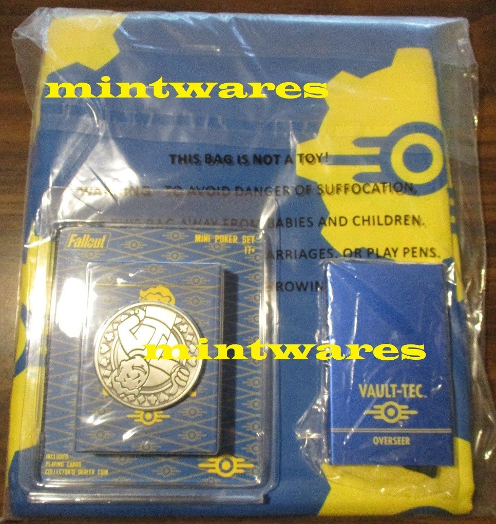 Fallout Vault Tec Theme Shower Curtain Poker Starter Set CC Holder Official NEW