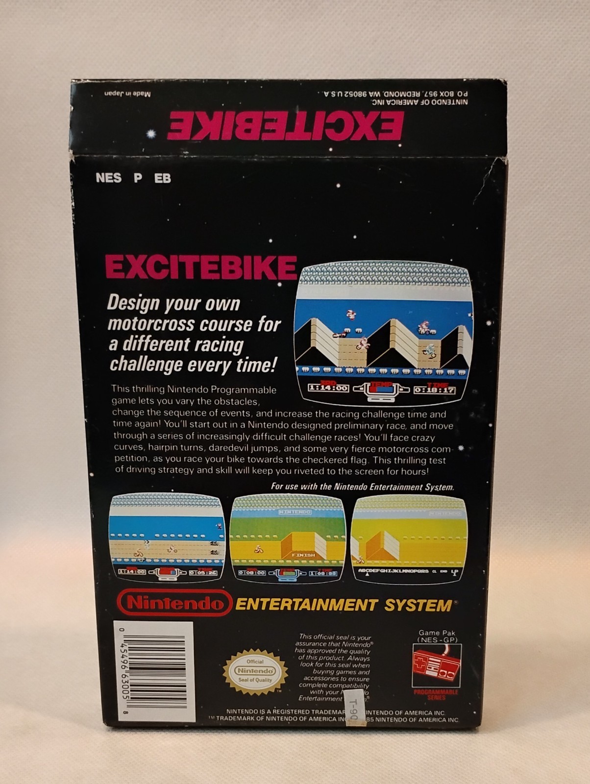 Excitebike, 1985 NES Nintendo, CIB oval seal USA, physical game, tested working