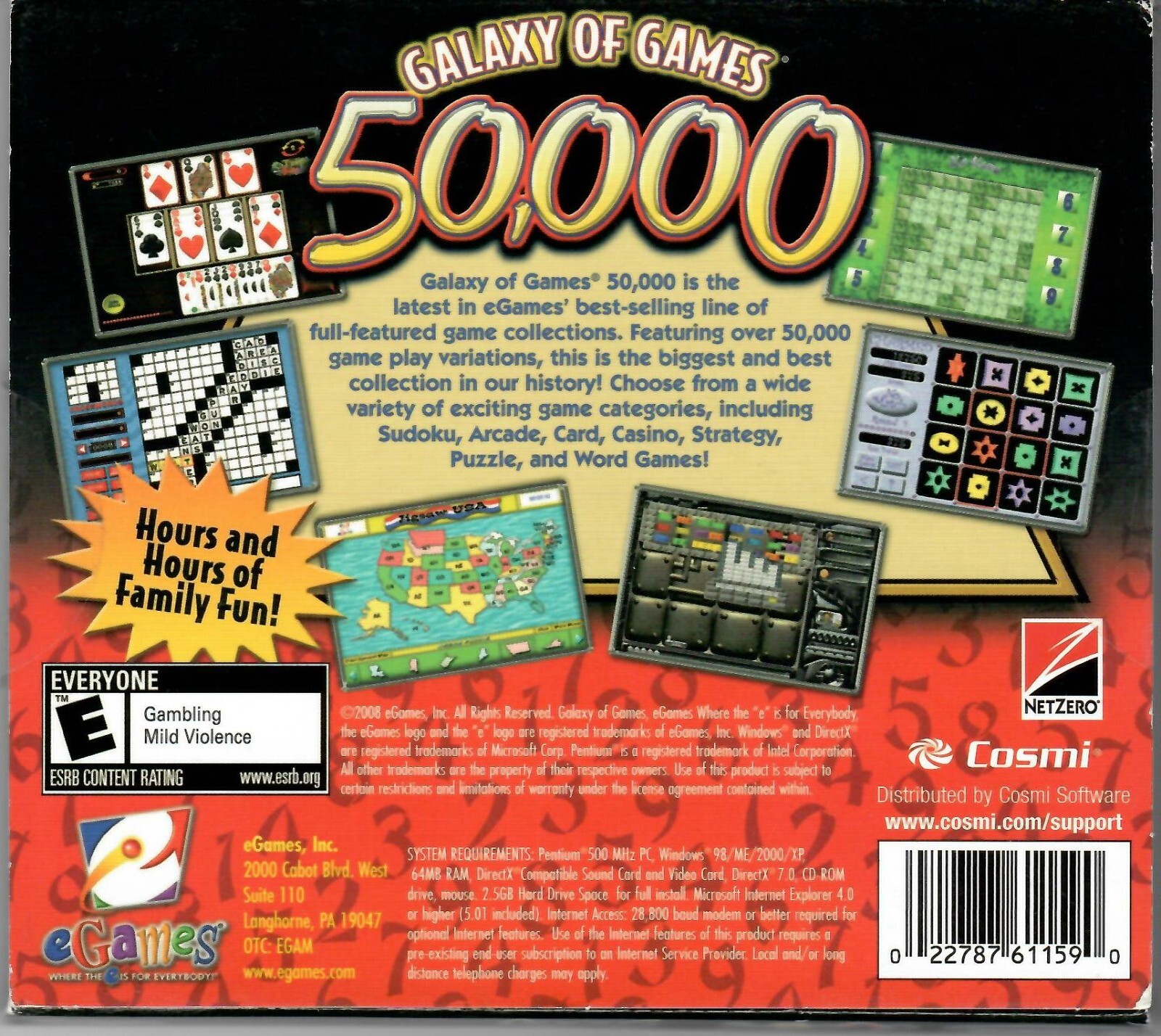 Galaxy of Games (2008) PC Games Over 50,000 Variations eGames 2-Disc New Sealed