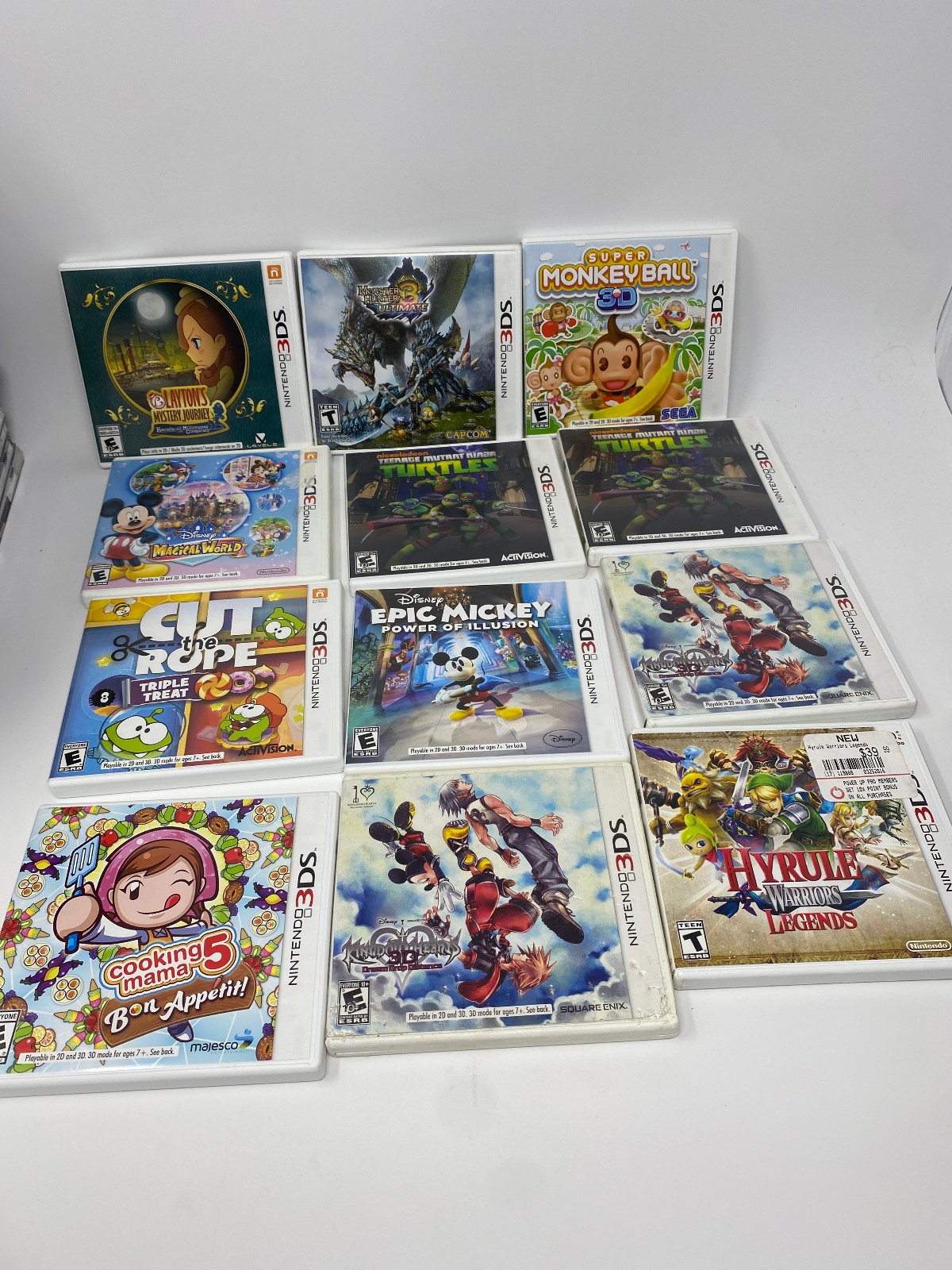 Lot of 25 Nintendo 3DS Cases Only Hyrule Kingdom Hearts Laytons Turtles Mama