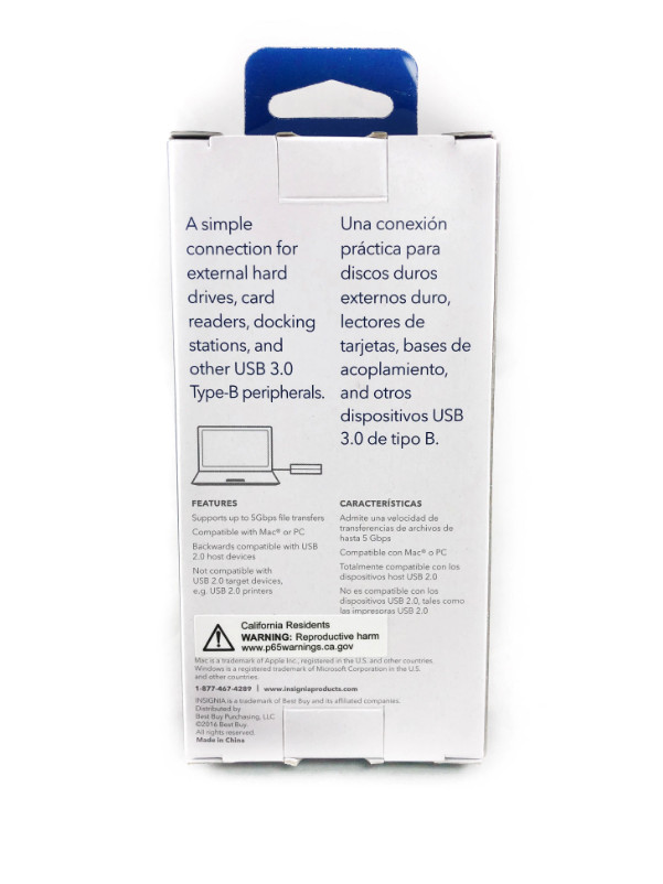 Insignia USB 3.0 A to B Cable Connector For External Hard Drives readers Docks $