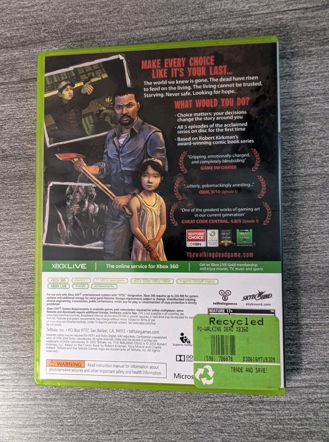 The Walking Dead: A Telltale Games Series – Xbox 360 – Complete CIB
