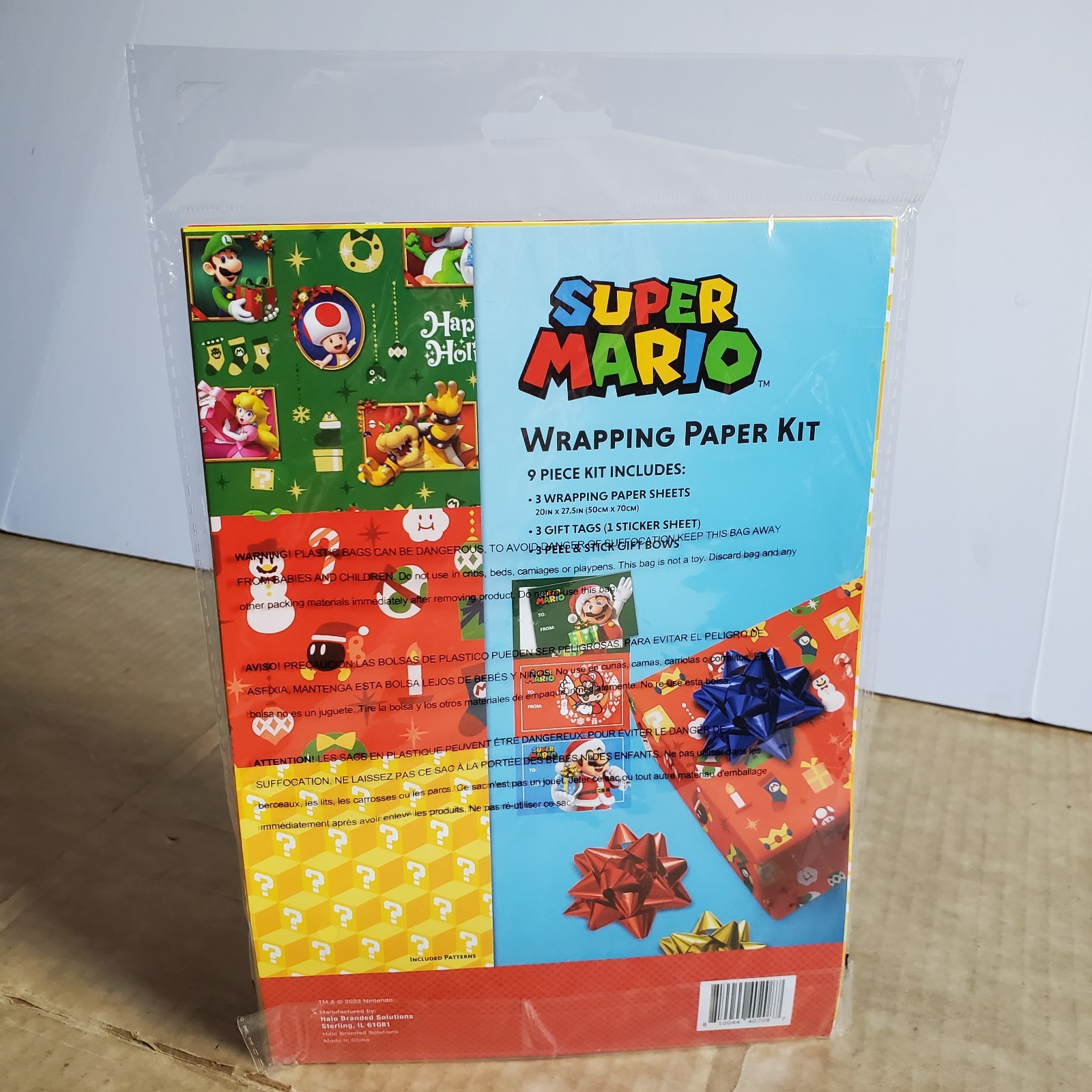 GIFT WRAP New! Super Mario World of Nintendo Holiday Birthday Paper 9pc. Kit