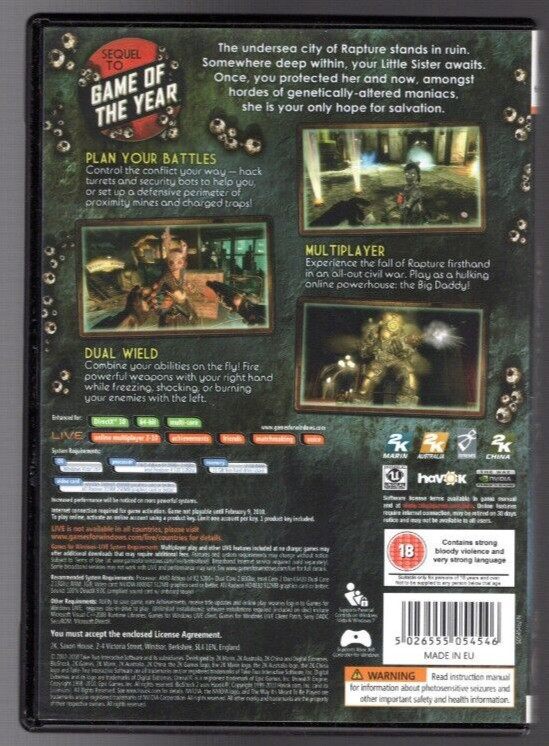 PC DVD – Bioshock 2 (+ Manual R18)