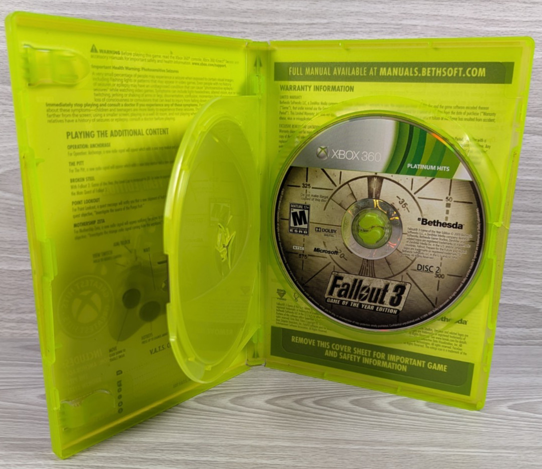 Fallout 3 Game of the Year Edition (Xbox One/Xbox 360, 2009) CIB, Tested & Works