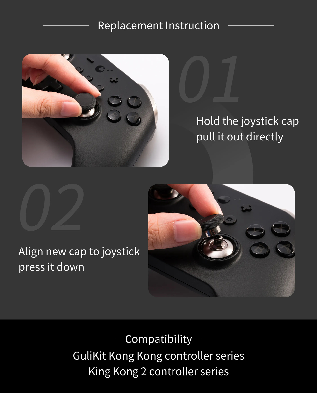 GuliKit KingKong Ring Thumbstick Kit Joystick Cap Analog for Kingkong 2 pro KK3