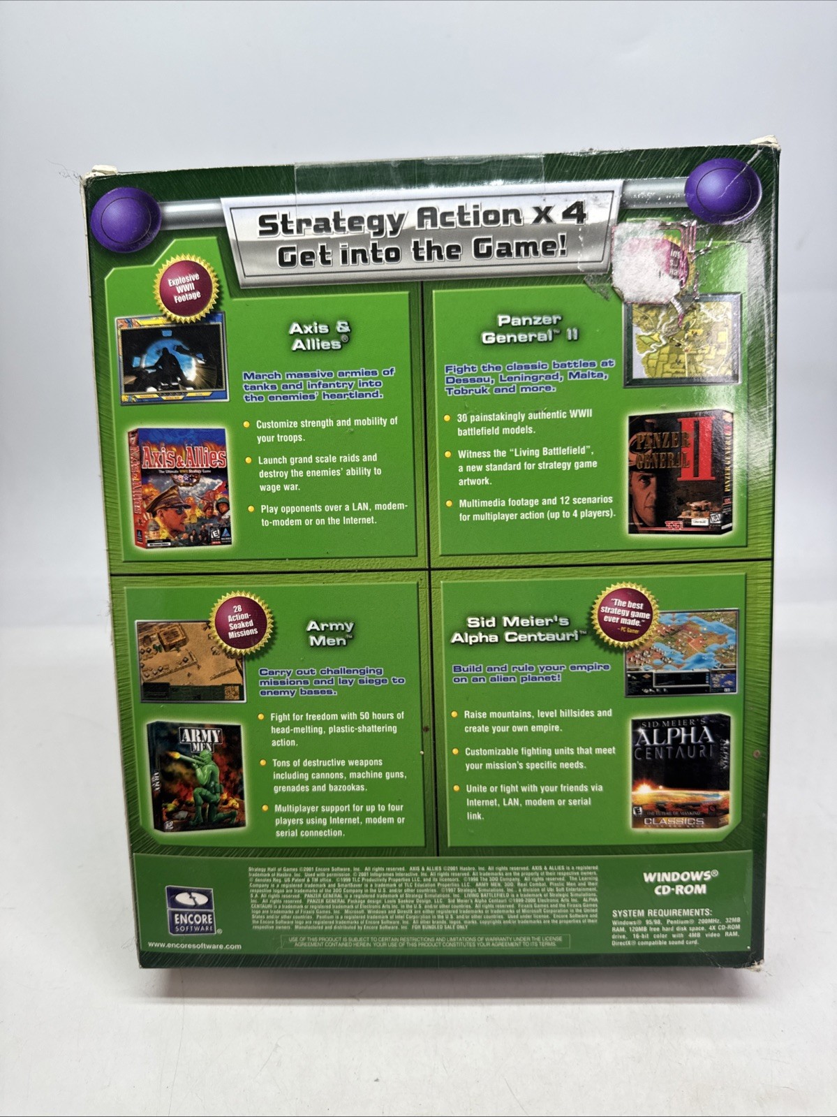 Vintage 2001 Strategy: Hall of Games 4-Pack Big Box PC Game Software SEALED