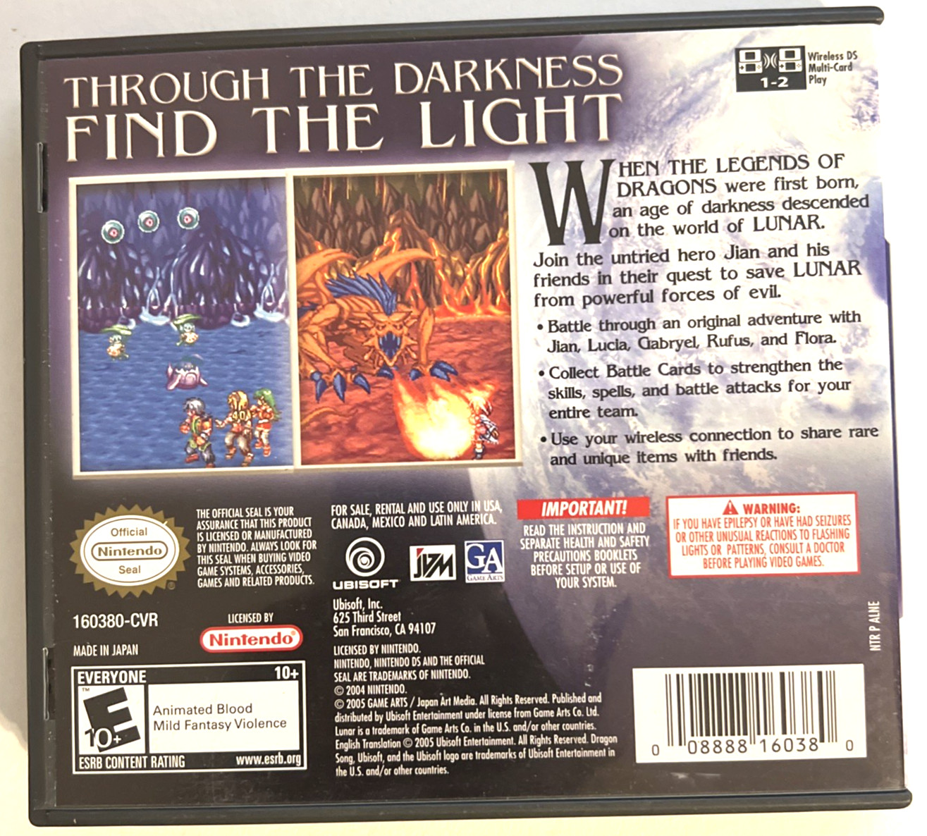 Lunar Dragon Song Role-Playing Action Ubisoft CIB Nintendo DS