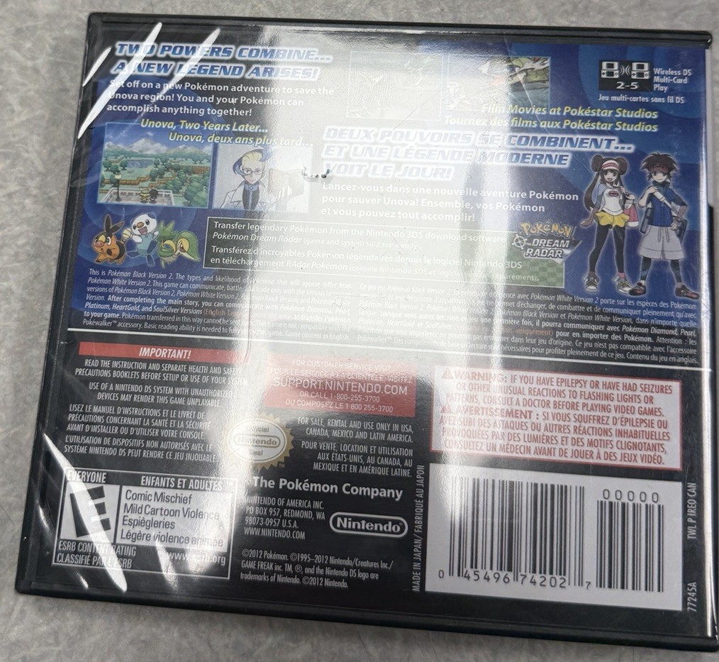 Pokémon Black Version 2 Nintendo DS, 2012 New Factory Sealed Authentic Protector