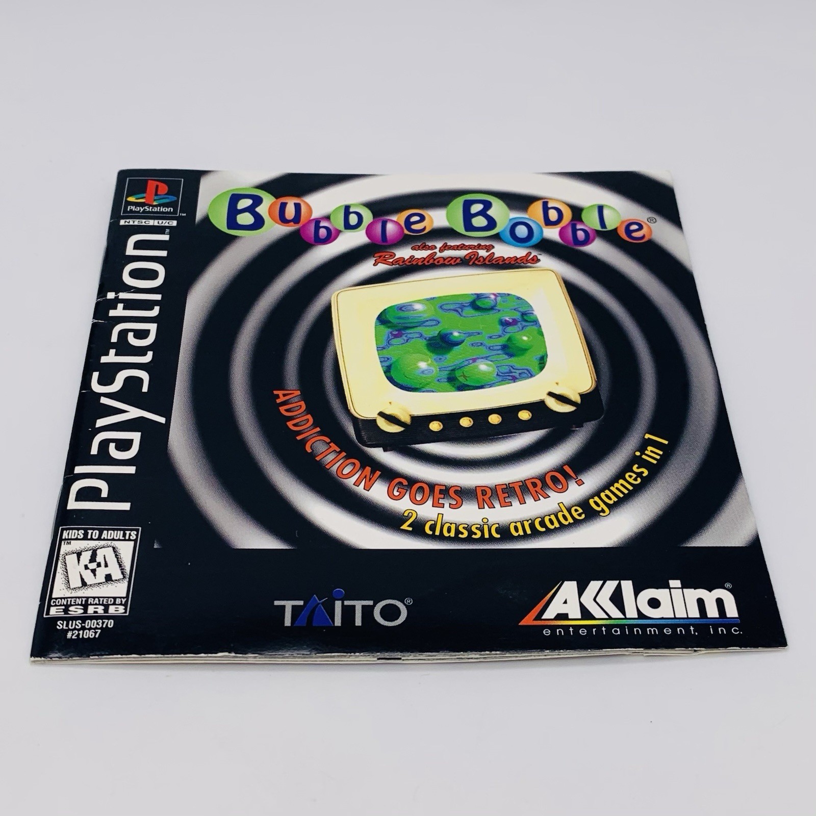 Bubble Bobble Featuring Rainbow Islands PS1, 1996 – Disc & Manual No Back Insert