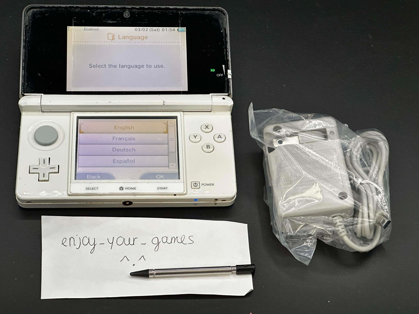 Nintendo 3DS Ice White Tested | English | Charger | USA Seller – SHIP IN 1-DAY