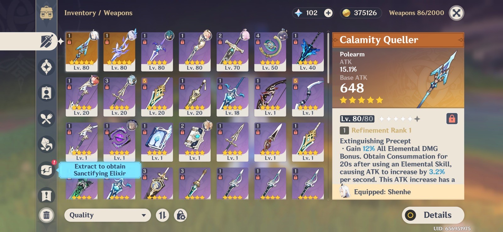 Genshin Impact America AR 51, 10 5 stars, 2 5 star weapons. Skirk Starter Acc!