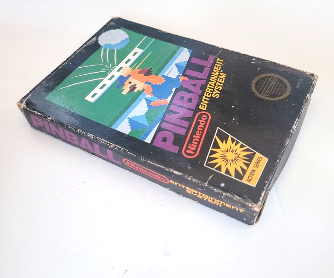 Vintage NES 1985 Pinball Round Seal Three Screw Cartridge Nintendo Box Fair Cond