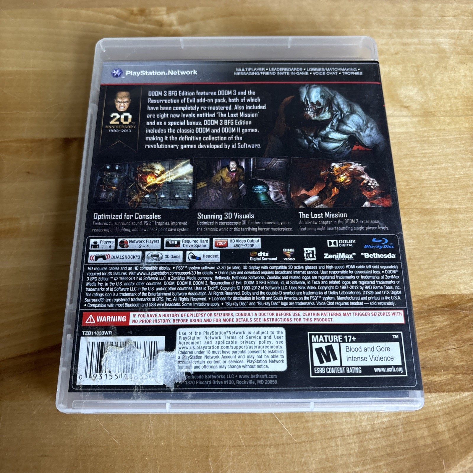 Doom 3 BFG Edition CIB (Sony PlayStation 3, 2012) Video Game