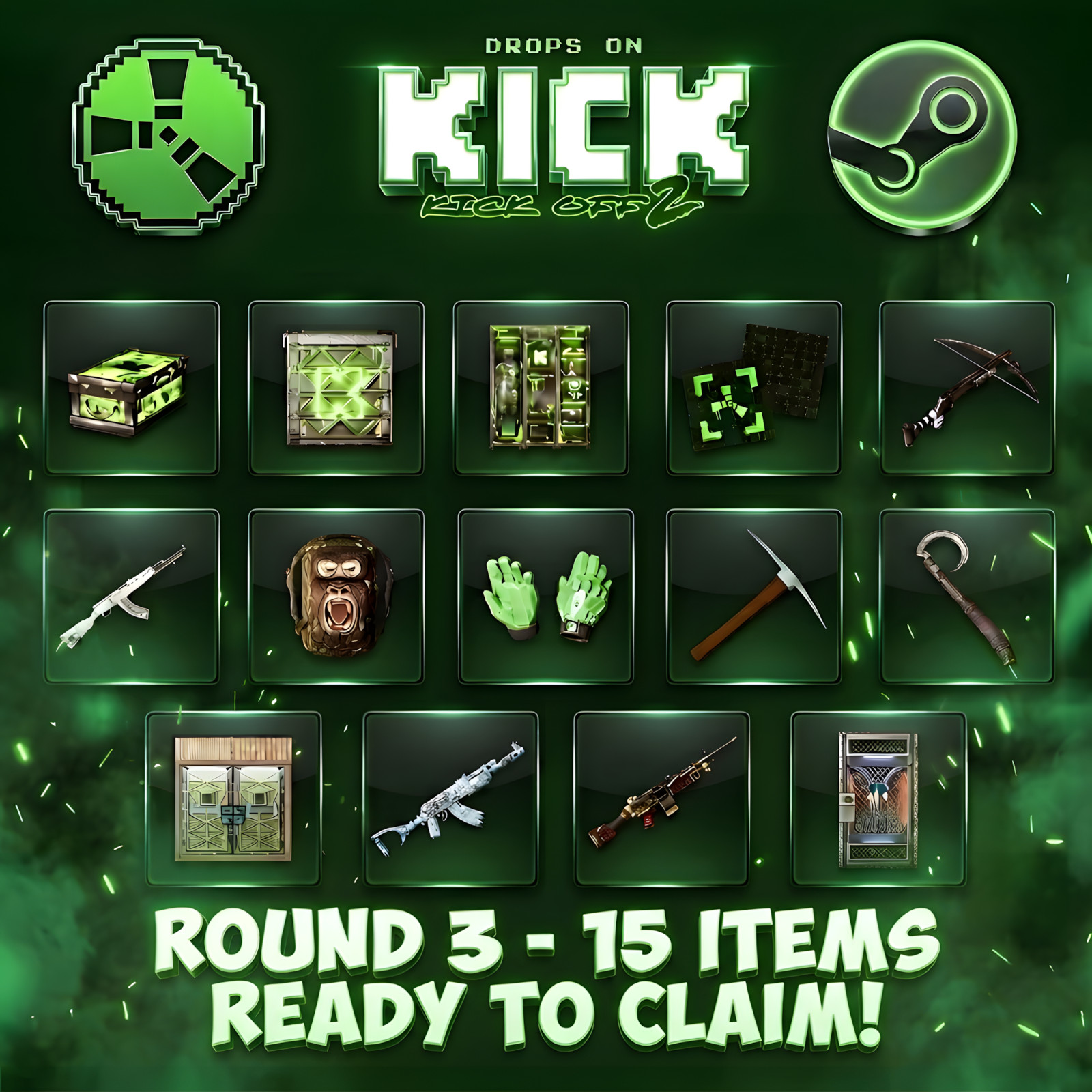Rust Kick Drops | Round 3 | 15 Skins Ready to Claim