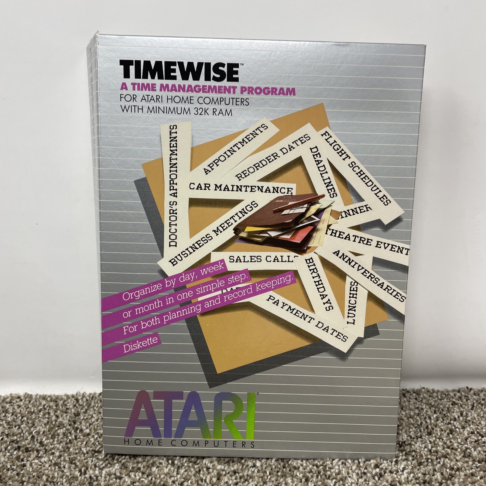 READ Atari 400 / 800 Timewise Productivity Software Complete in Box. DISK