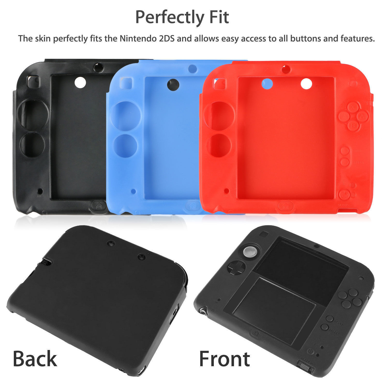 Protective Soft Silicone Rubber Gel Skin Case Cover for Nintendo 2DS Dustproof