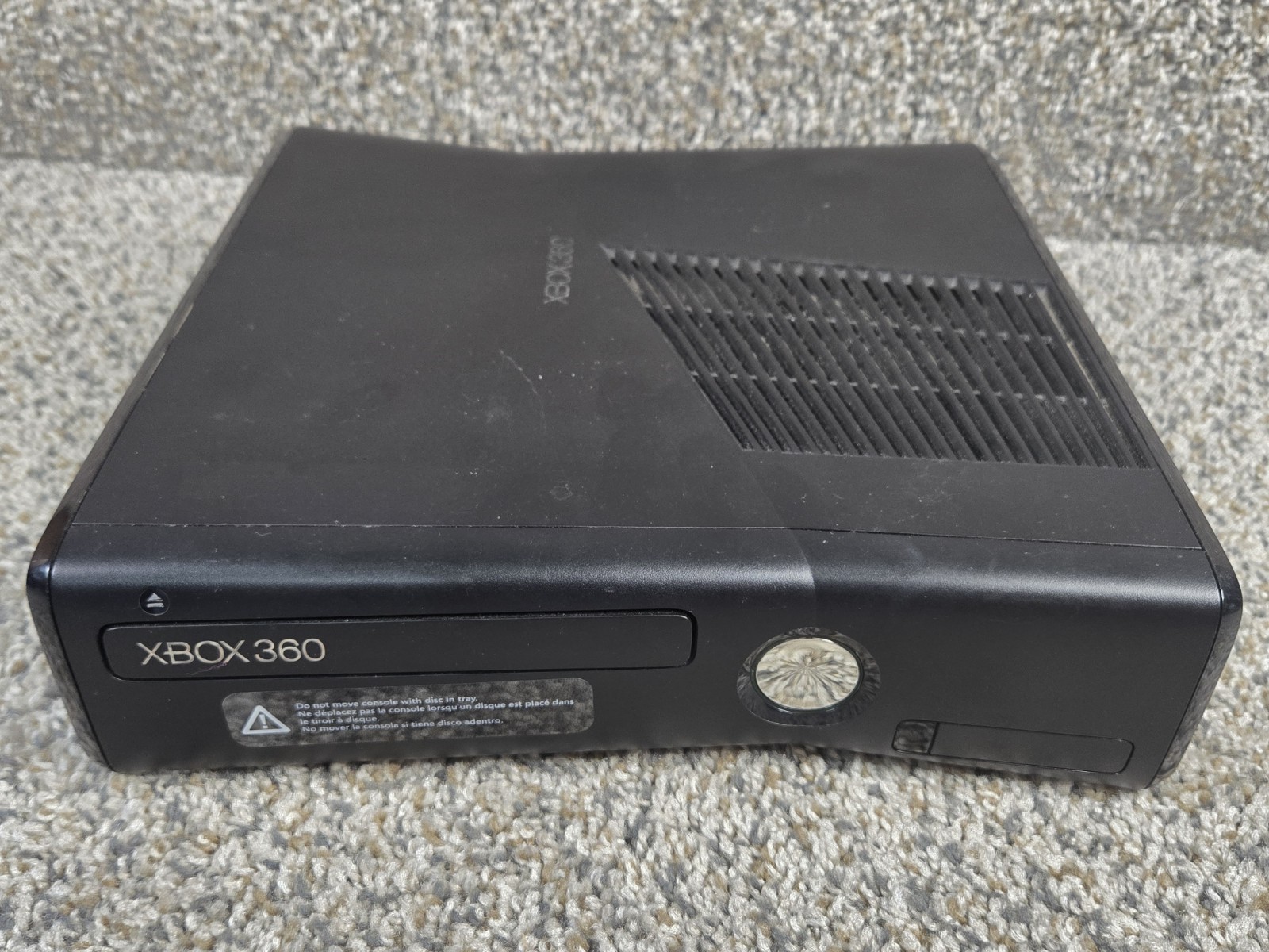 Microsoft Xbox 360 S 120 GB Black Console 1439 w/ Controller Cords & Game Tested