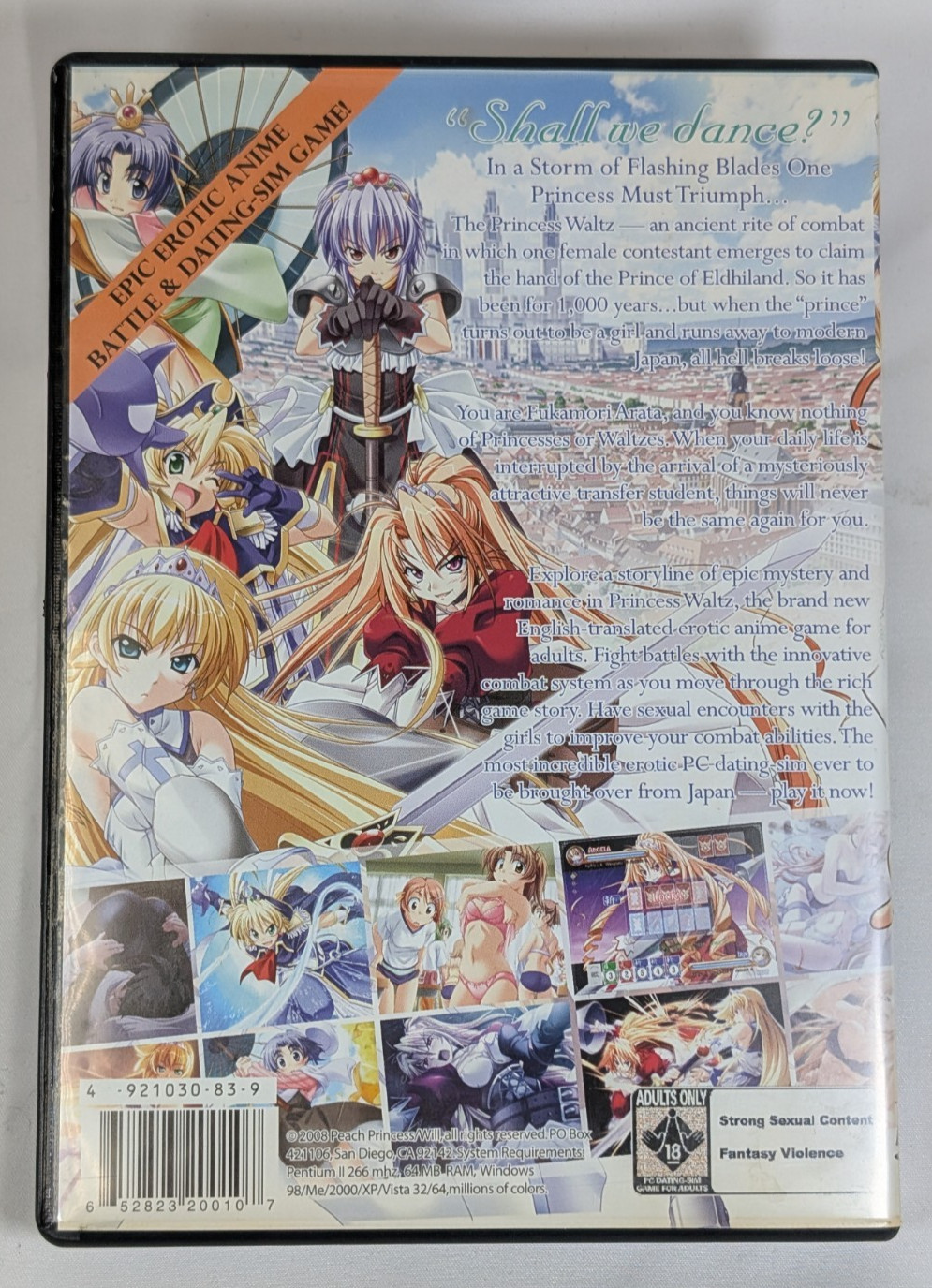 Princess Waltz PC Windows DVD-ROM Dating Sim Game ADULT 18+ RARE in Box