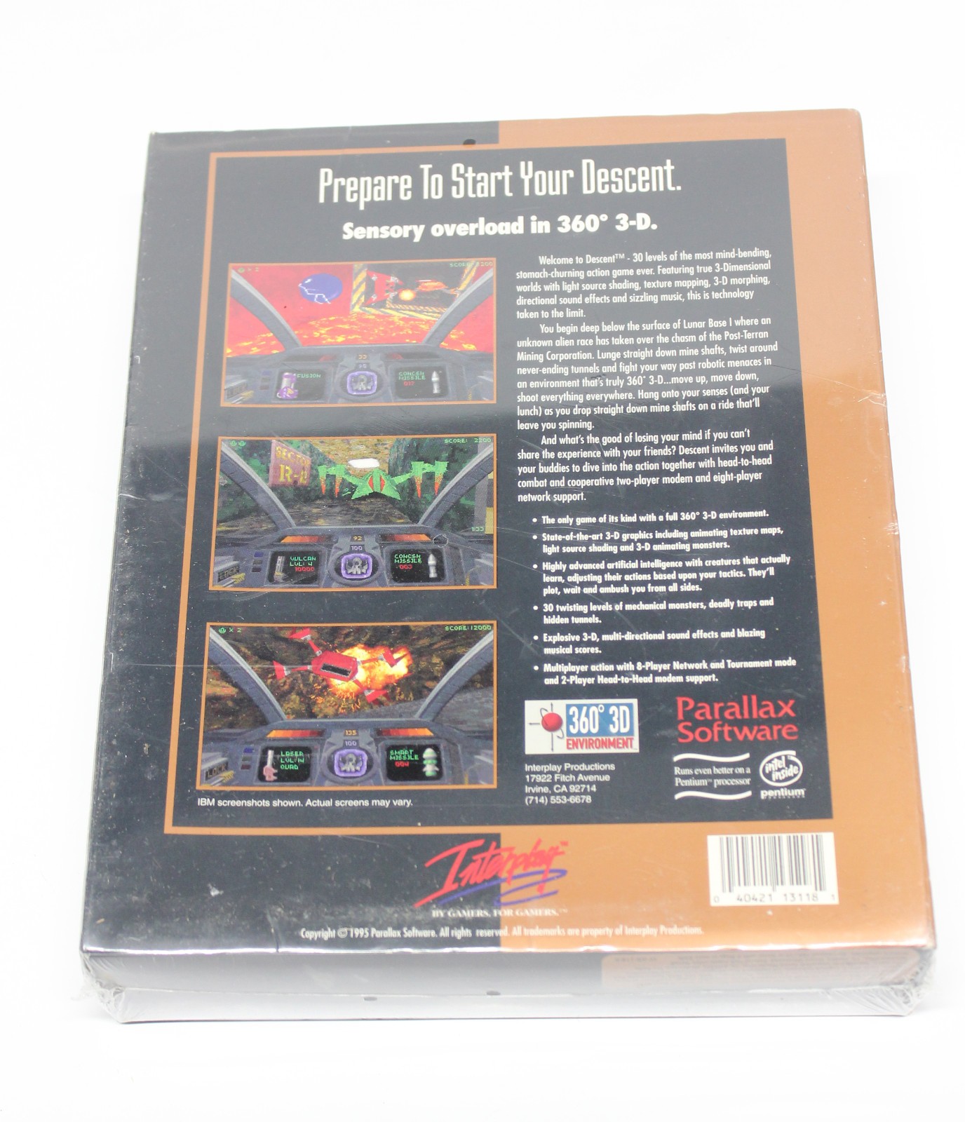 Descent PC Big Box Factory Sealed NEW Vintage 1995 Interplay DOS CD-ROM Game