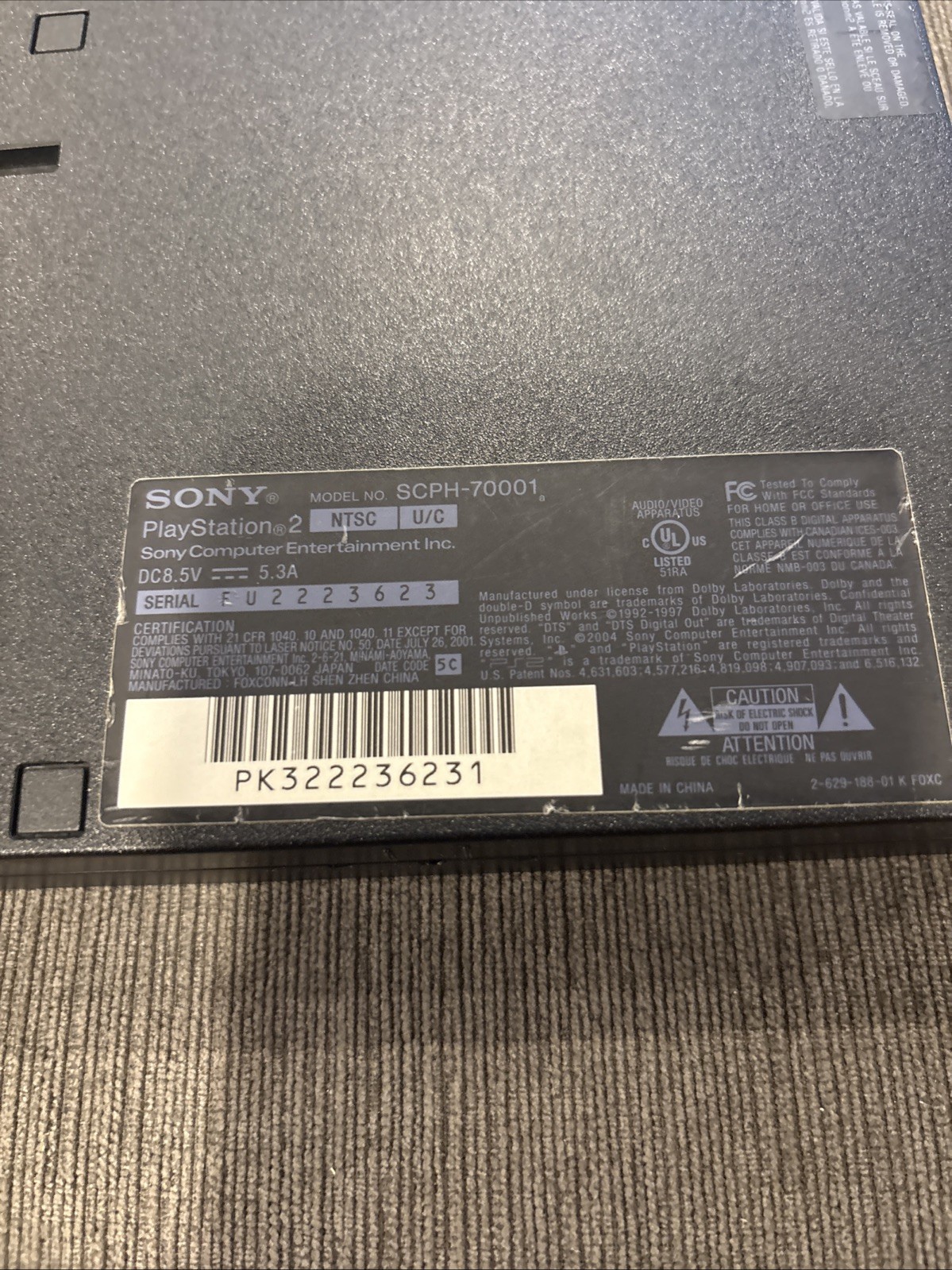 PS2 SCPH-77001 Black Slim Console Only – FOR PARTS REPAIR Powers On