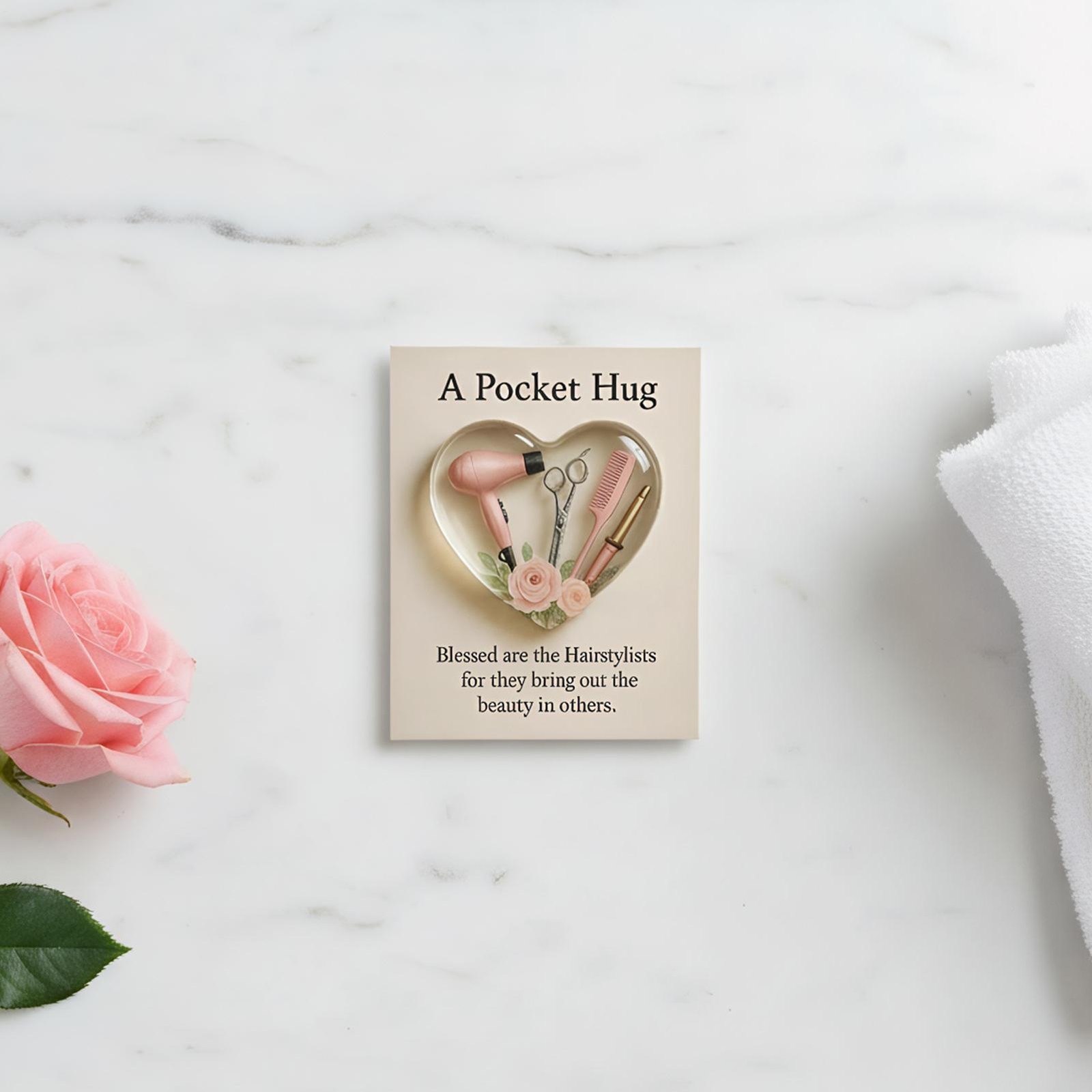 1pc A pocket Hug for Hairstylist 2D Heart Shaped Hairdresser Gift