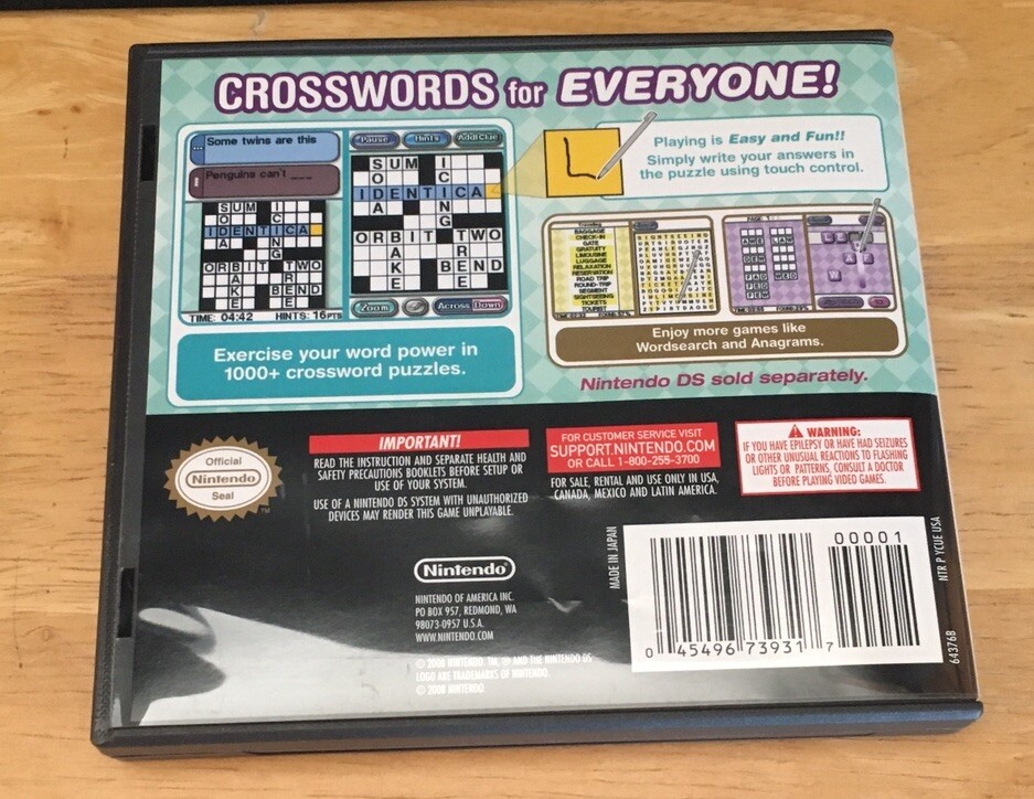 Crosswords DS (Nintendo DS, 2008) Complete CIB