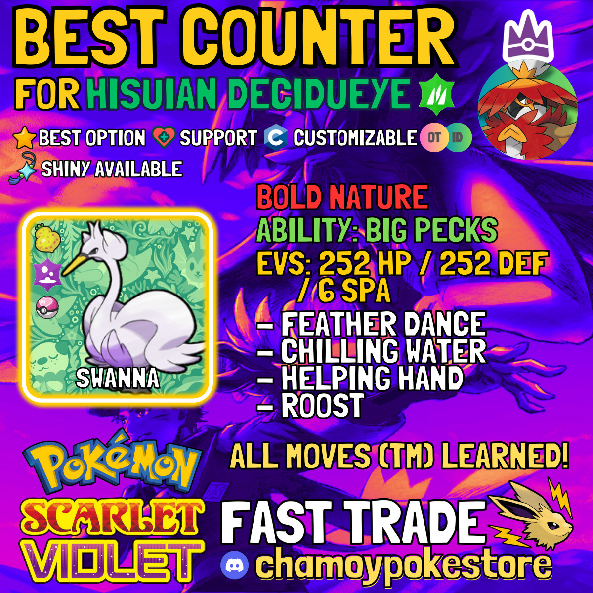 HISUIAN DECIDUEYE Tera Raid Counters ⚡ 6IV BUNDLE ⚡ Pokemon SCARLET and VIOLET