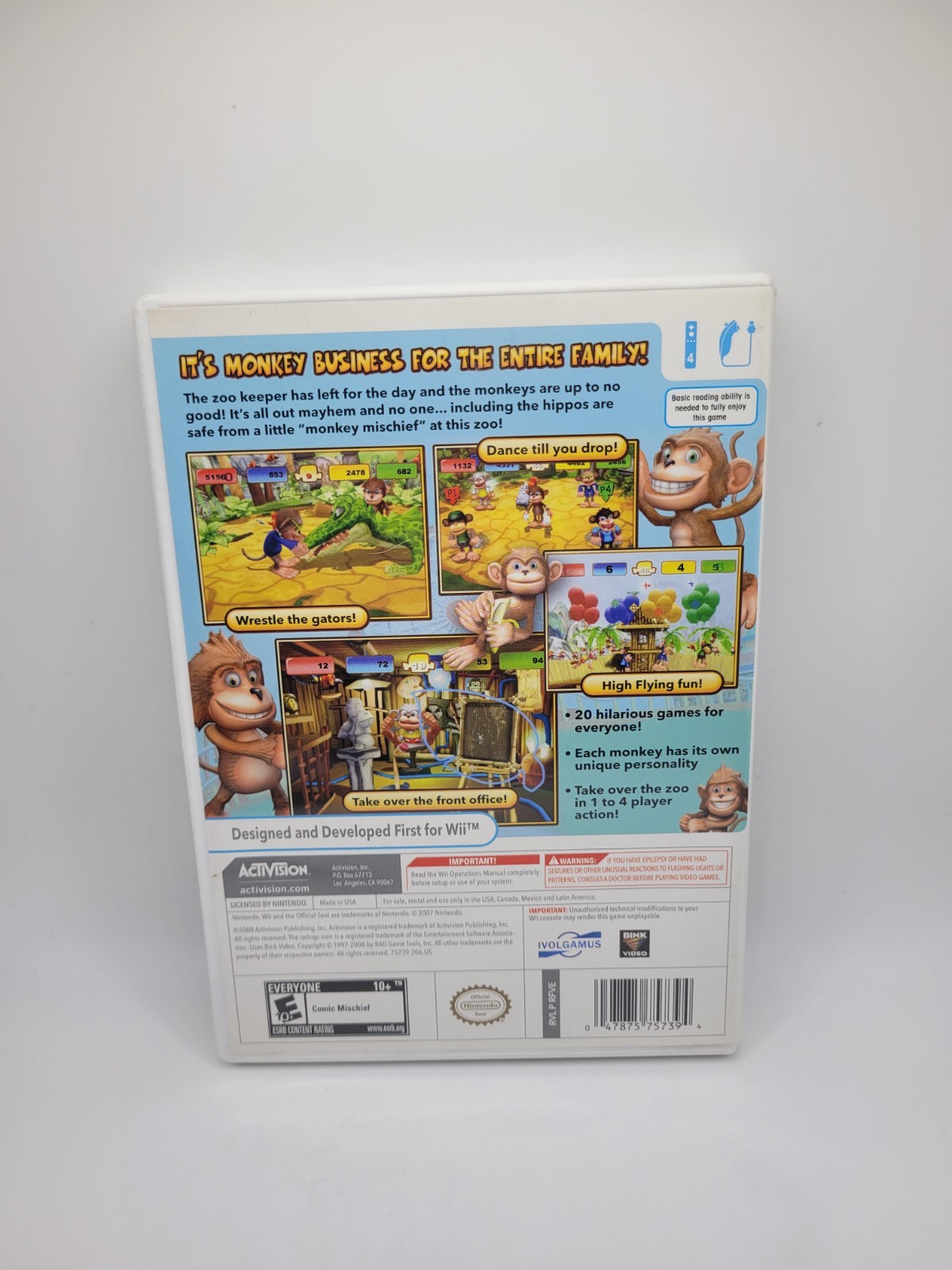 Monkey Mischief Party Time (Nintendo Wii, 2008) – CIB Complete – Tested!