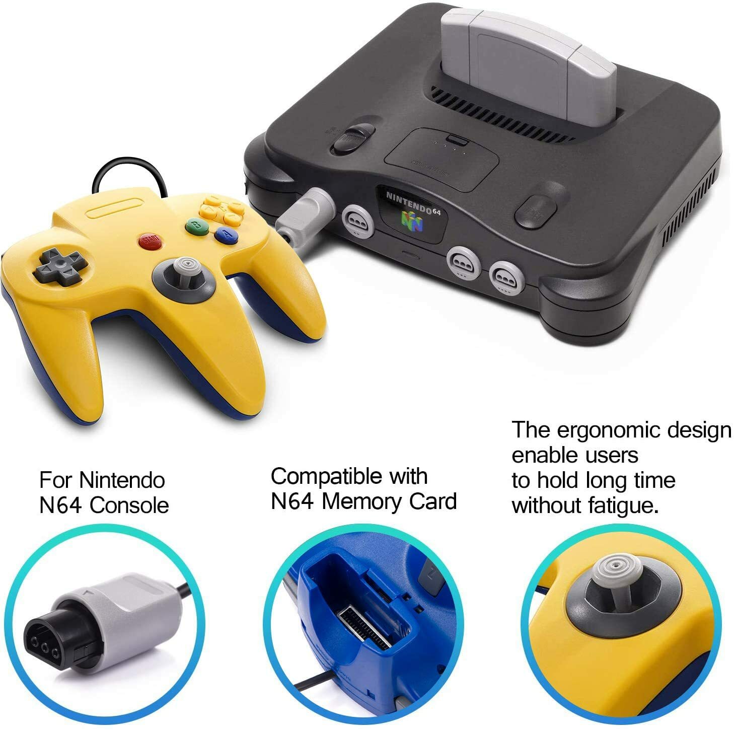 2Pack N64 Controller Joystick Gamepad Long Wired for Classic Nintendo 64 Console