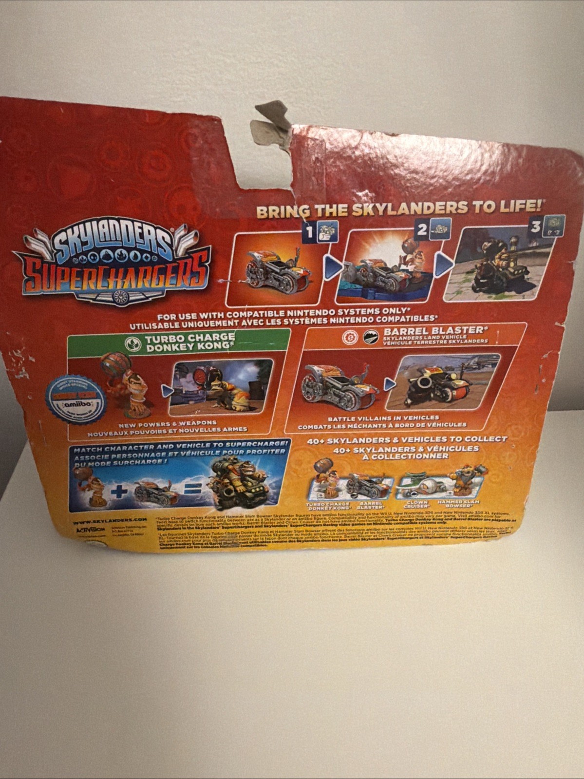 Skylanders Superchargers Turbo Charge Donkey Kong Amiibo Barrel Blaster Box DMG