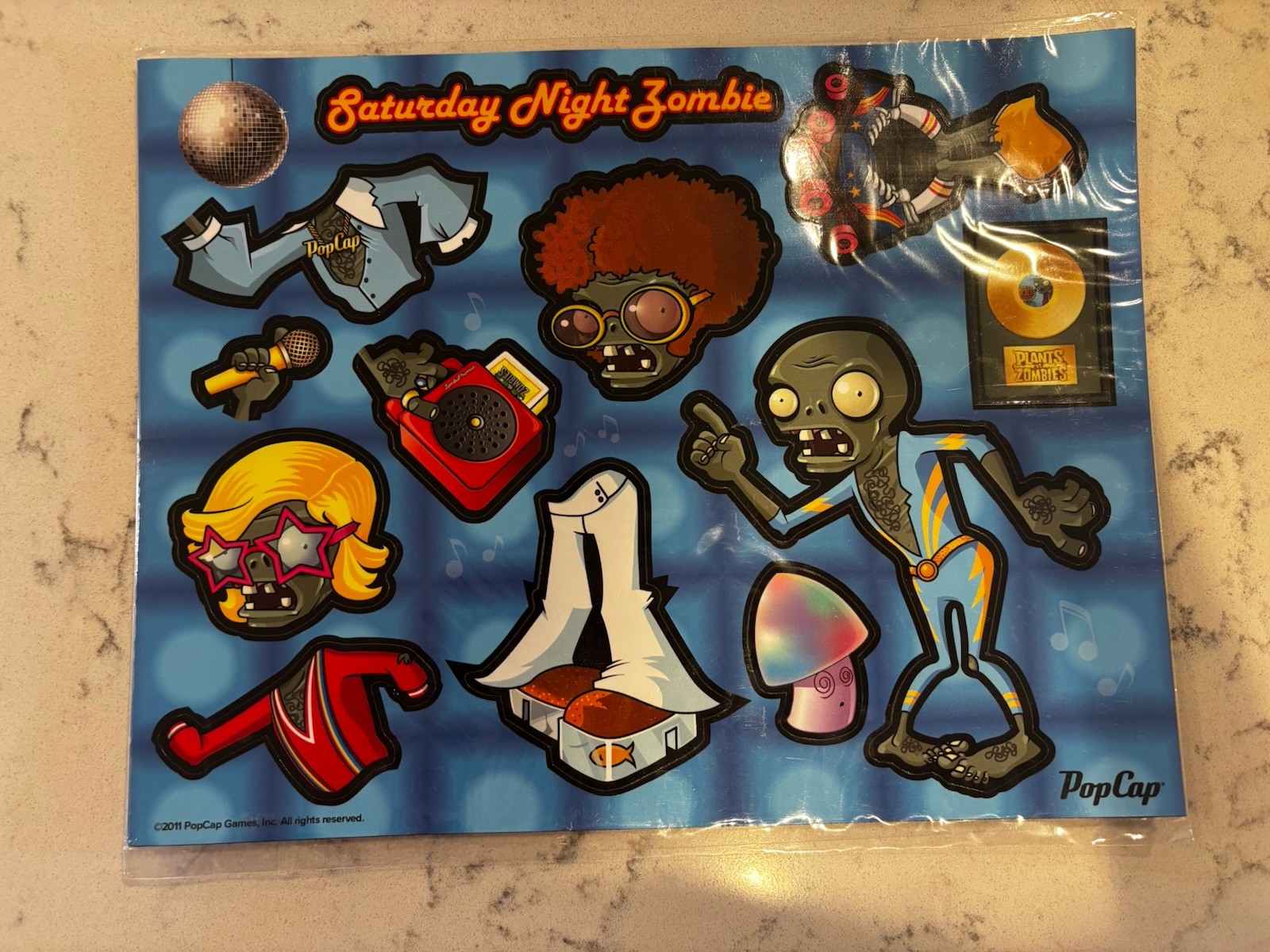 2011 Plants vs. Zombies PopCap Promo Magnet Sheet Saturday Night Zombie