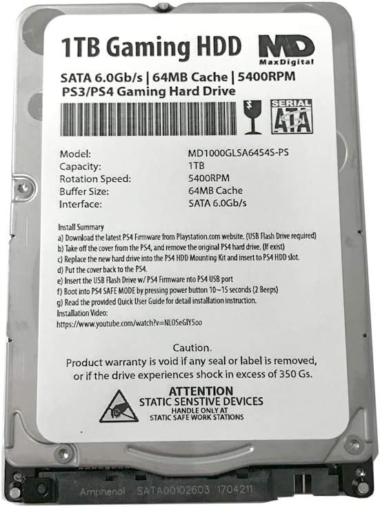 1TB 2.5inch 7MM Gaming Hard Drive for PS3/PS4 – 64MB Cache