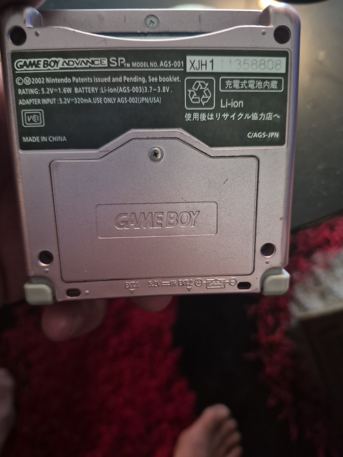 Nintendo Gameboy Advance AGS-001 LightPink Handheld Console System