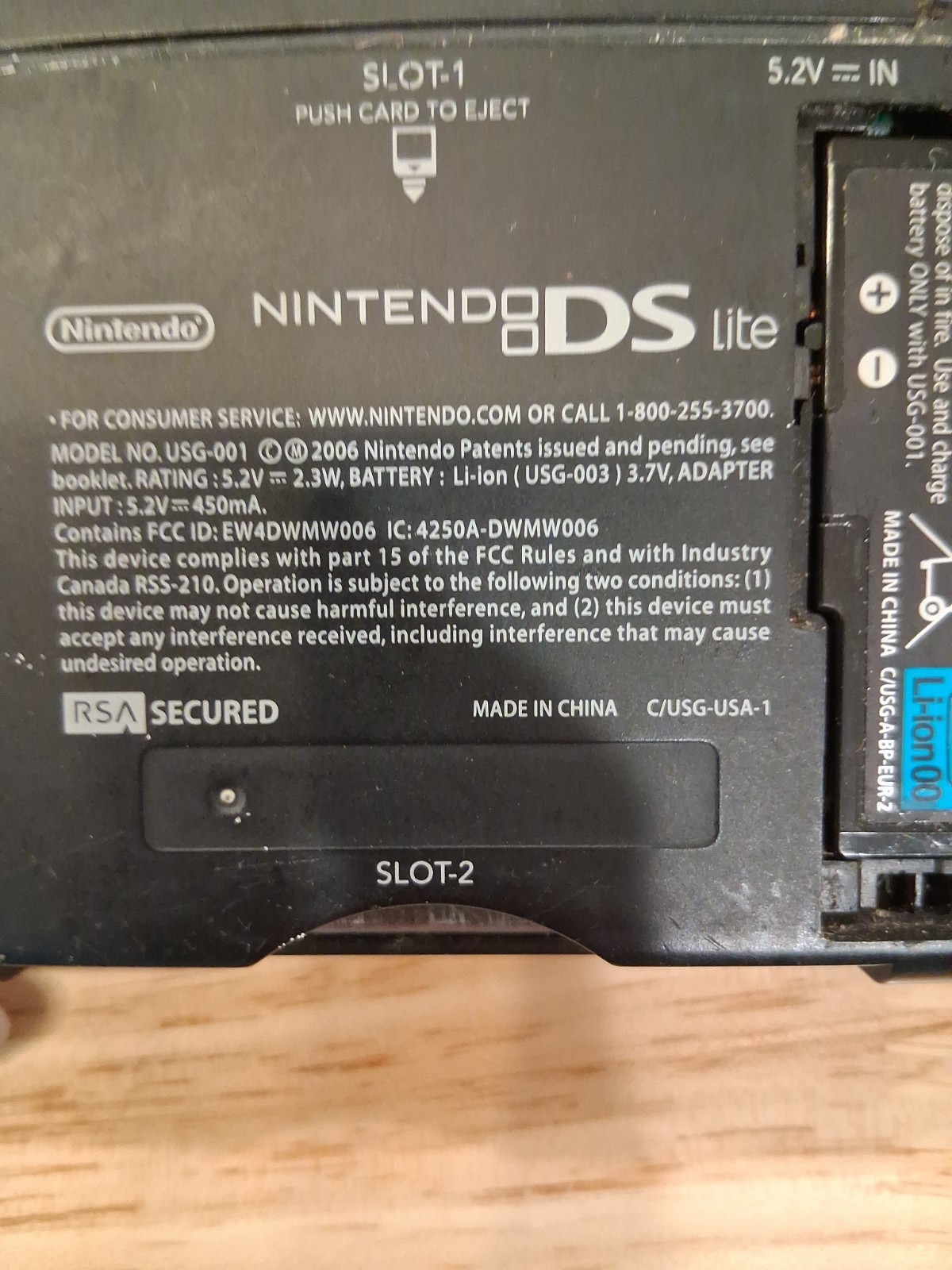 Nintendo DS Lite Handheld System -red/Black With Charger Cord Parts Only