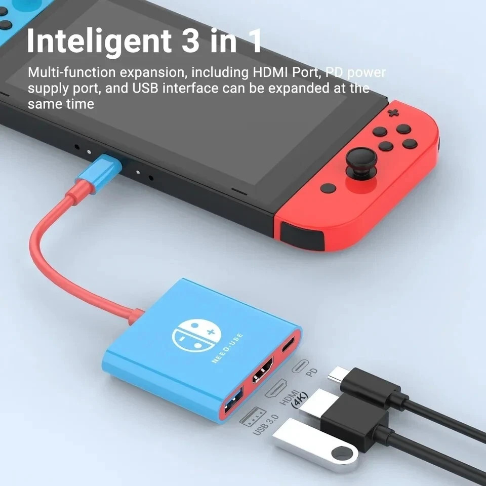 HDMI TV Dock For Nintendo Switch 1/2/OLED Docking Replacement Adapter Converter