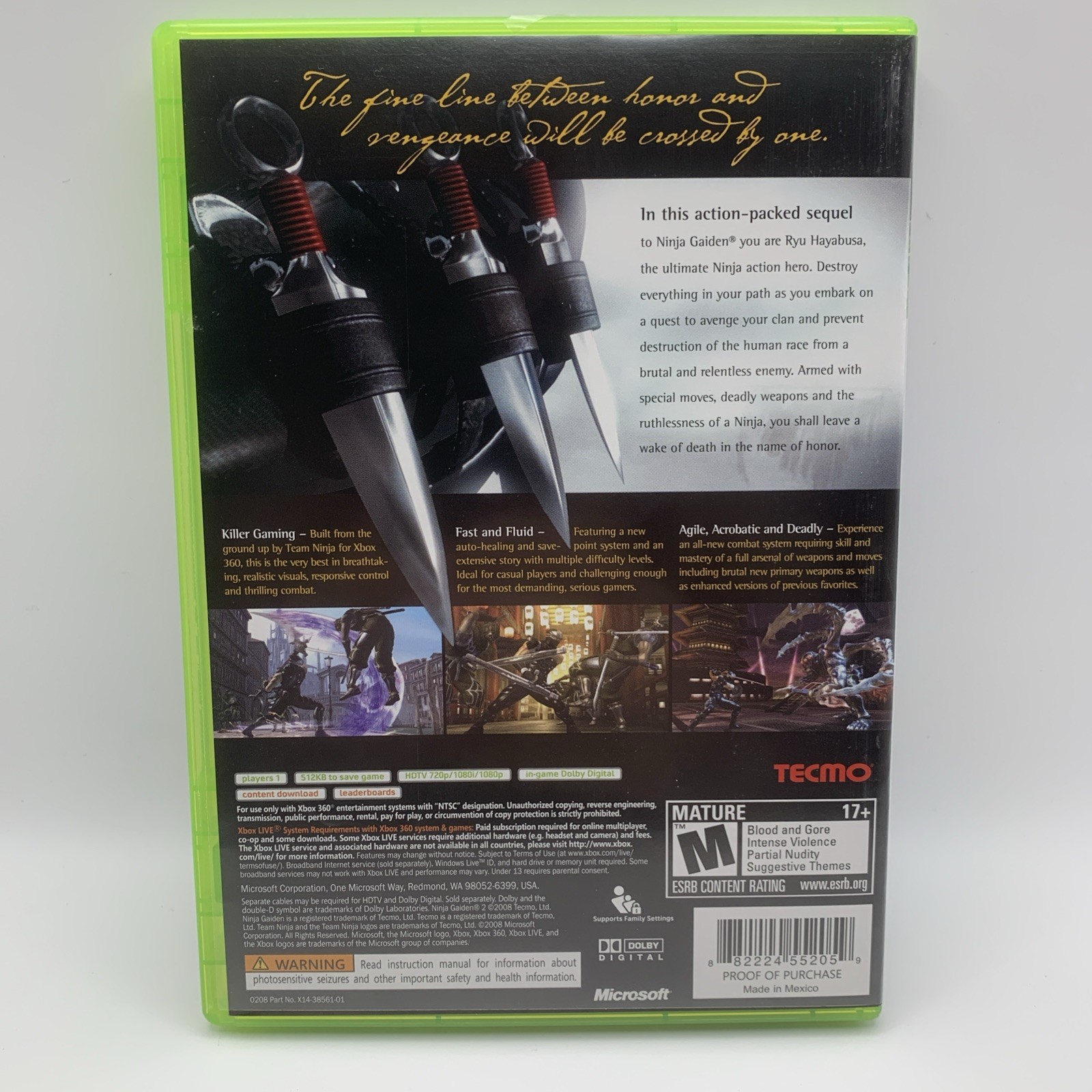 Ninja Gaiden II (Microsoft Xbox 360, 2008) Slipcover Tested Working Fast Ship!