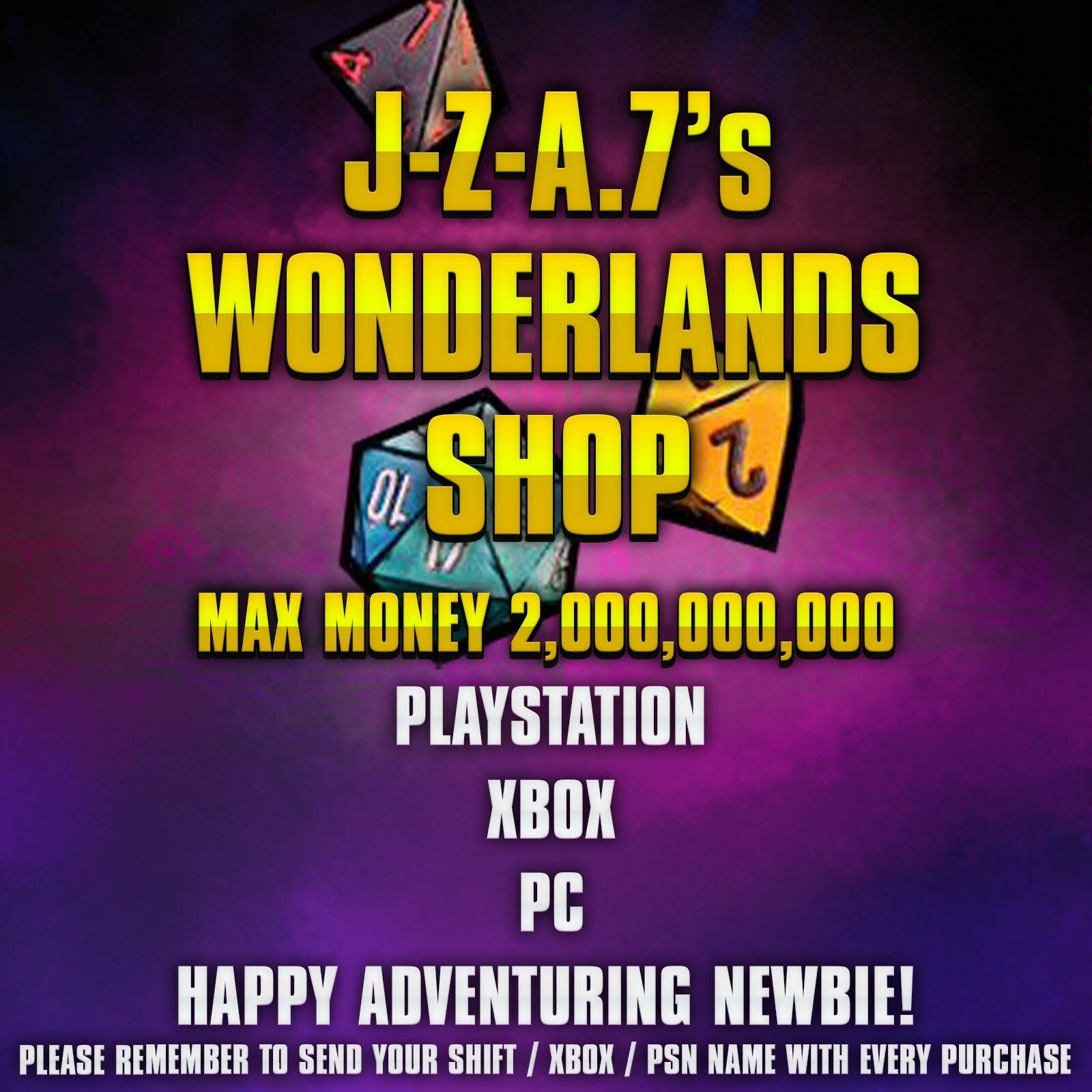 PS/XBOX/PC Tiny Tina’s Wonderlands 2,000,000,000 Currency Gold (MAX MONEY)