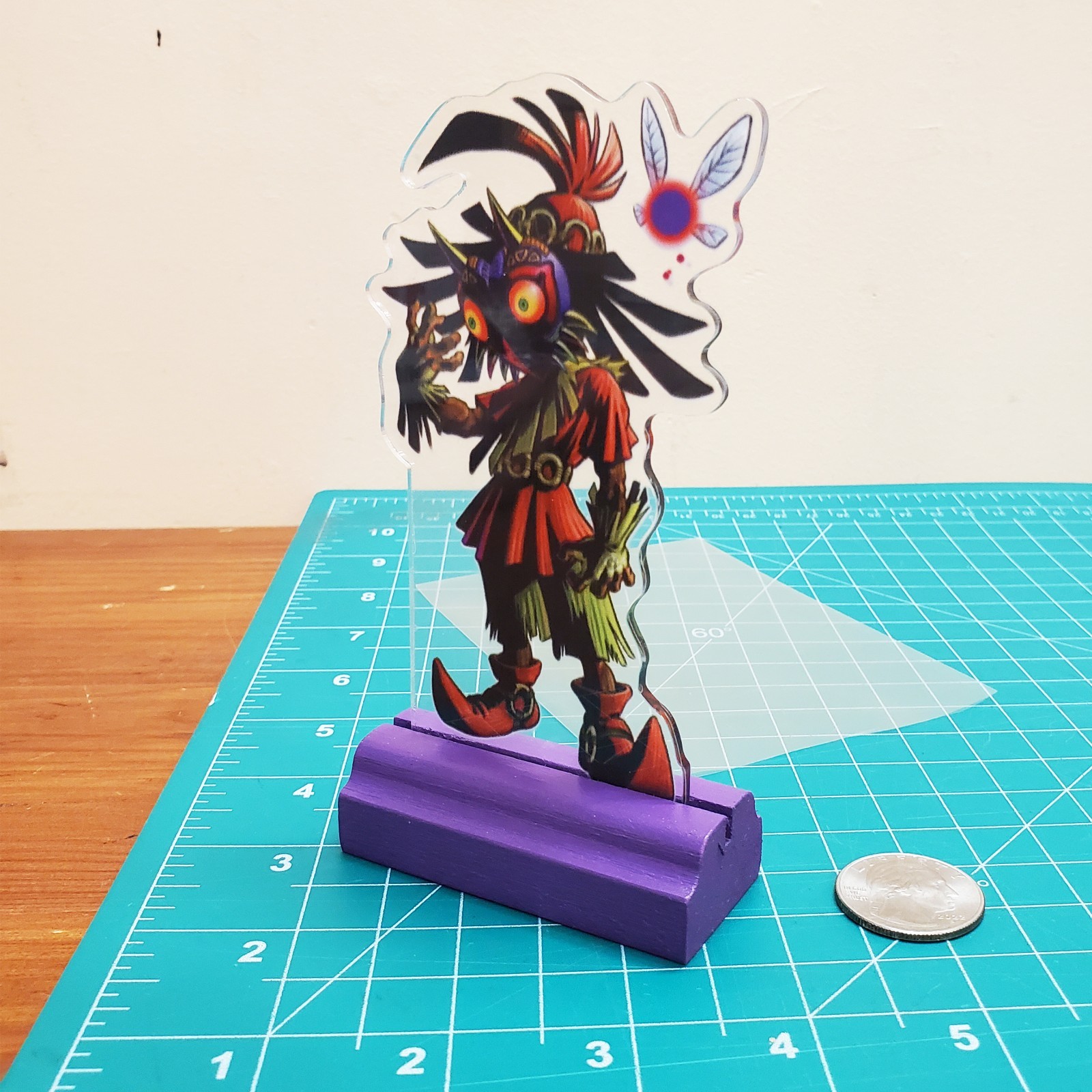 Majoras Mask Skull Kid Cutout Display Standee 5.5 in. tall w/ Purple Wooden Base