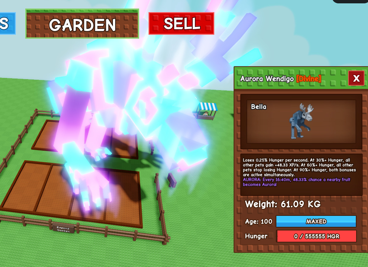 Huge Aurora Wendigo 61.09Kg! – Grow A Garden Pets – Roblox – Fast & Easy!