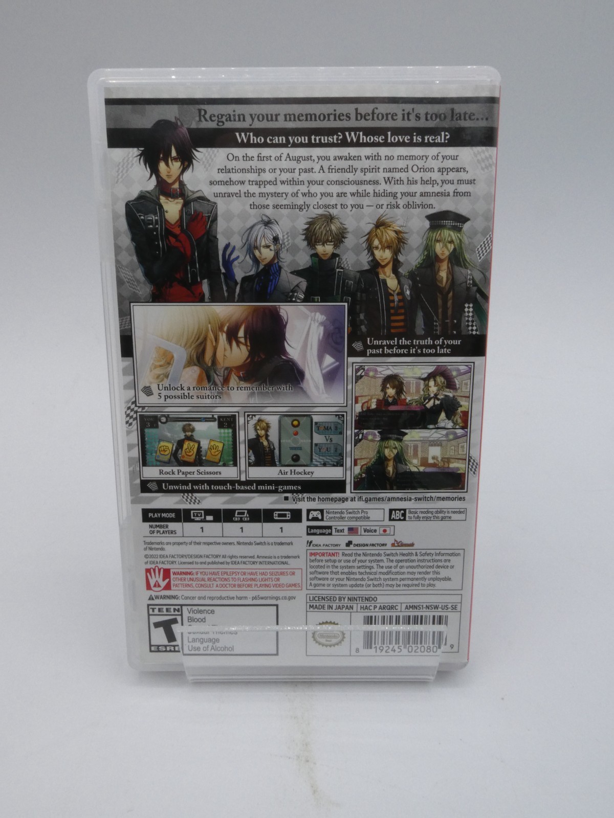 Amnesia: Memories (Nintendo Switch) Game in Case US Version Used Tested