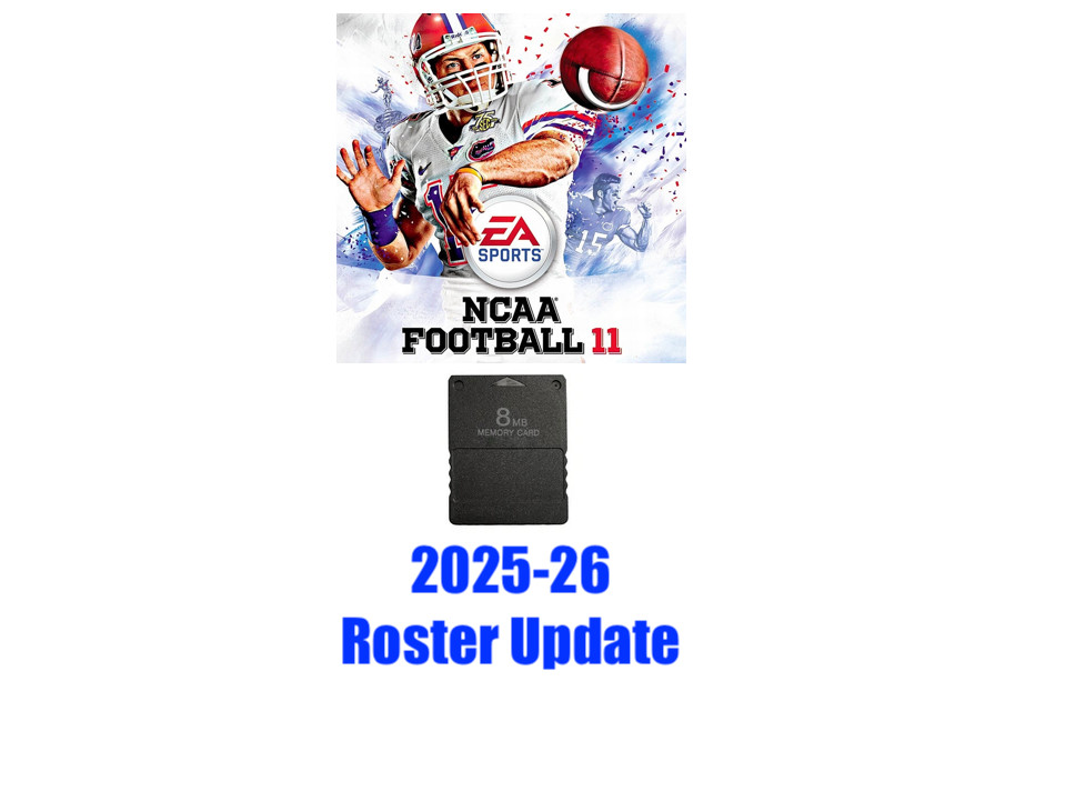 NCAA Football 11 2025-26 Roster Update Real Name Memory Card PS2 PlayStation 2