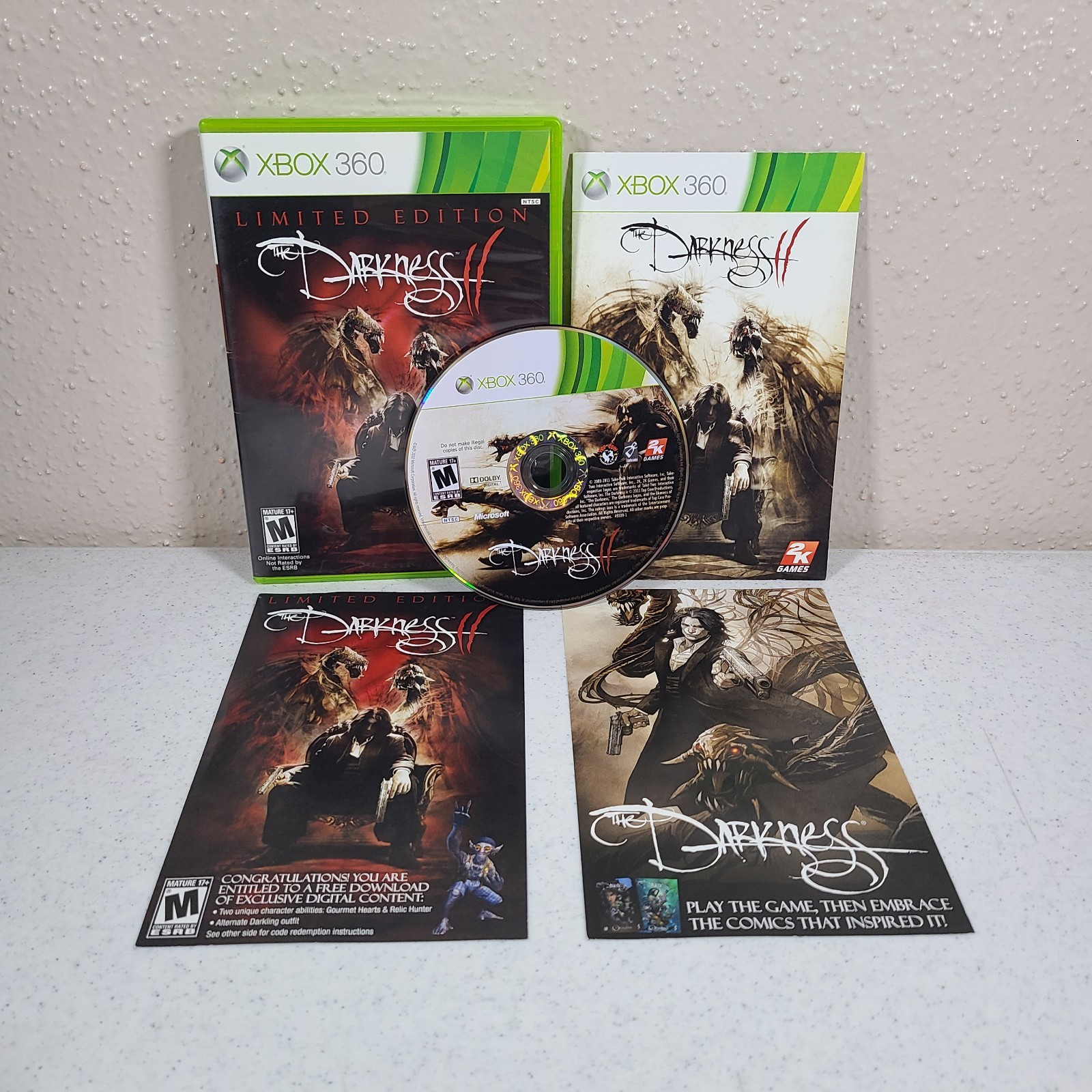 The Darkness II 2 Limited Edition (Microsoft Xbox 360, 2012) CIB Tested Working