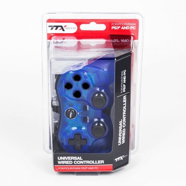 TTX Tech PC and PlayStation 3 PS3 USB Wired Controller Brand New Clear Blue